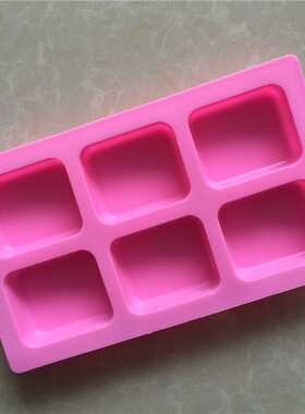6连正方形硅胶模具DIY手工皂香薰蜡烛巧克力翻糖烘焙模具