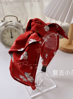 蝴蝶结精致手工宽头箍布艺小众