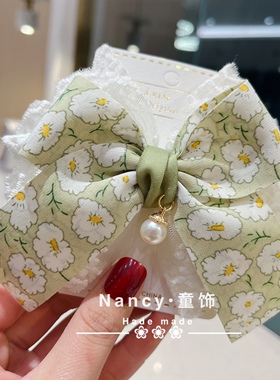 飘带蝴蝶牛油果绿发夹蕾丝