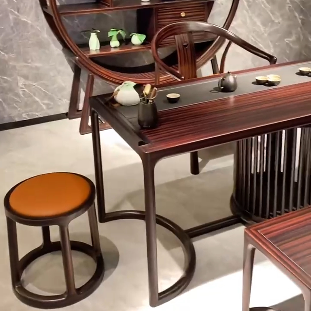 新中式乌金木茶桌椅组合禅意轻奢功夫茶台客厅办公室茶室实木家具 - 图2