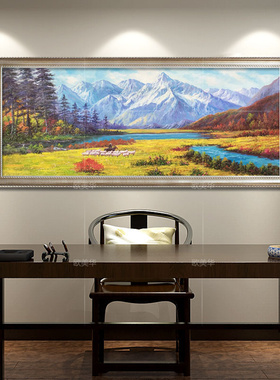 纯手绘油画欧式挂画客厅山水风景壁画巨人山装饰画美式田园风景