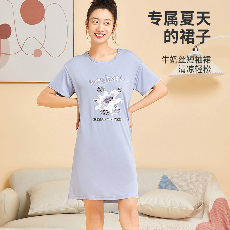 都市丽人薄宽松圆领舒适休闲睡裙 都市丽人睡裙