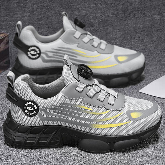 Rotary buckle men's shoes summer 2026 new mesh breathable dad shoes men's ins trendy shoes men's casual work shoes