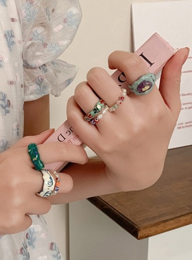 复古珐琅个性不规则小众特色戒指