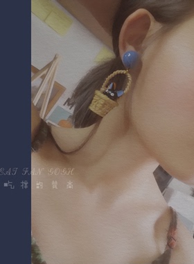 吃撑的梵高复古小众特色创意银耳饰宫崎骏魔女宅急便喵喵趣味耳夹