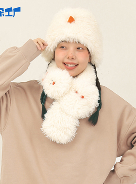 云朵工厂小雪人毛绒围巾