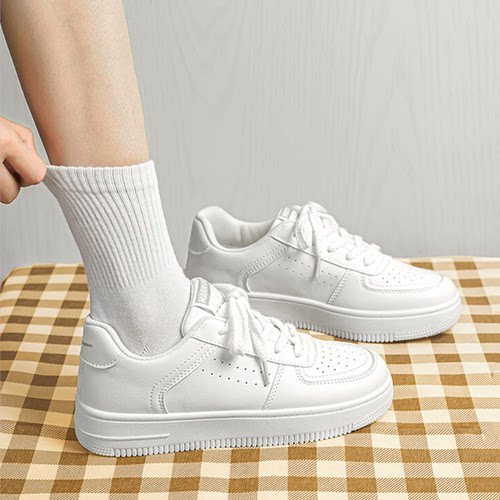 小白鞋大码女鞋41到43肥脚加宽脚42码运动鞋女平底板鞋春秋显脚小 - 图2