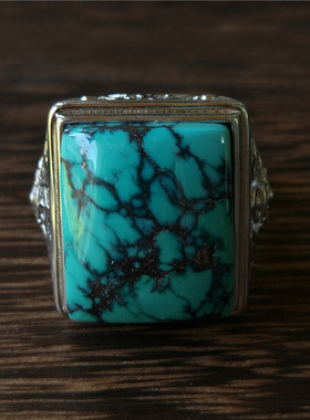 925银双层原矿绿松石戒指