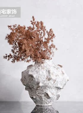 中式复古陶罐花瓶器玄关客厅办公室桌面创意金属渡船人物雕塑摆件