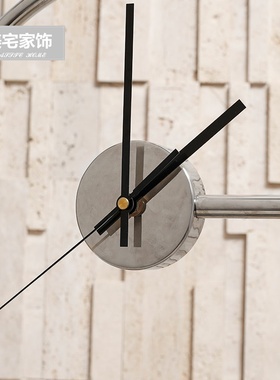 简约客厅桌面时钟创意金属座钟摆件美式轻奢台钟表样板房软装饰品