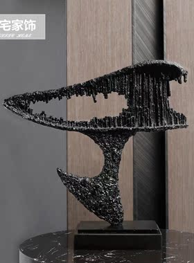 轻奢家居水晶玻璃花瓶创意金属抽象雕塑样板房间展厅软装陈列摆设