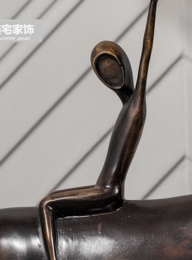 样板间客厅儿童房摆件家居饰品办公室桌面新中式牧马人物雕塑摆设