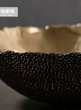 美式轻奢金色金属碗形花盆花器创意客厅艺术插花器皿餐桌茶几果盘
