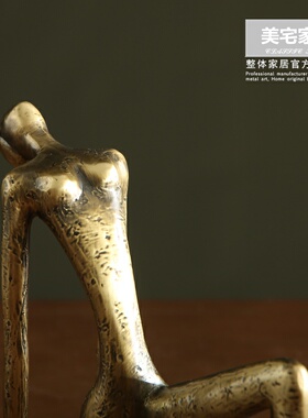 创意瑜伽人物小摆件 现代简约家居装饰品纯铜金属工艺品桌面摆设