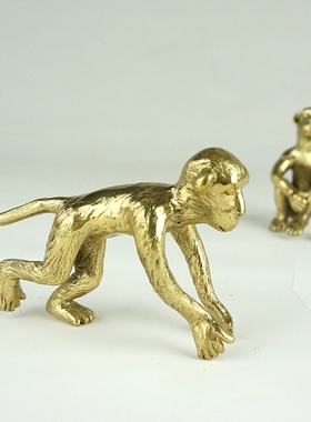 家饰美宅现代中式家居饰品书房摆设 金属铜工艺品猴子小摆件
