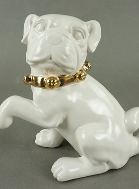卡通风斗牛犬陶瓷轻奢装饰品