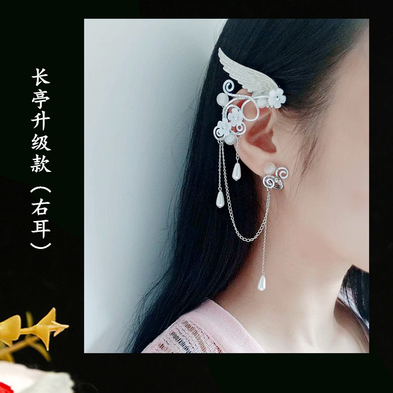 轻古风耳环手工精灵耳夹超仙流苏耳坠青丘狐同款耳饰无耳洞耳挂 - 图0