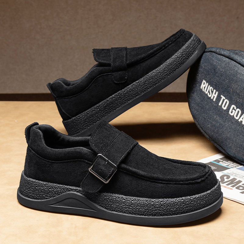 豆豆男鞋冬季翻毛皮休闲皮鞋2026新款复古懒人工作厚底舒适勃肯鞋,淘宝优惠券,粉丝福利购,淘宝优惠卷