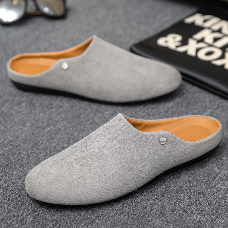 老钱风穆勒拖鞋男款办公室慵懒一脚蹬男士包头勃肯大码46软底半拖,淘宝优惠券,粉丝福利购,淘宝优惠卷