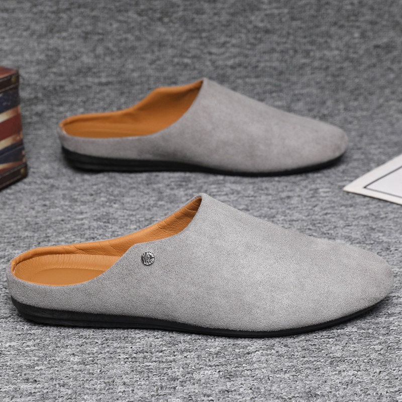 老钱风穆勒拖鞋男款办公室慵懒一脚蹬男士包头勃肯大码46软底半拖,淘宝优惠券,粉丝福利购,淘宝优惠卷