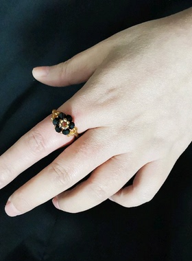 新品串珠清新花朵水晶戒指女个性饰品多色指环彩色甜美成品包邮