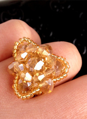 水晶串珠戒指手工编织植物花卉