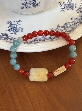 Margot手作新中式复古国风天然红玛瑙手链本命年转运珠手串手饰品