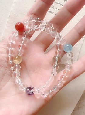 Margot手作糖果色系天然白水晶首手串女叠戴手饰紫水晶百搭手链