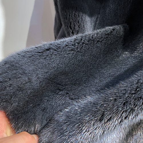 冬装 蓝灰 连帽拉链 水貂 保暖 百搭通勤 休闲 男士皮草 裘皮 - 图1