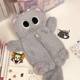 2024 new gray plush kitten pencil bag high-value desktop large capacity student pencil case cute storage bag