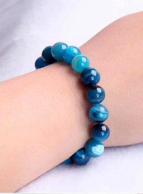 正品天然海蓝玛瑙手链送女友时尚