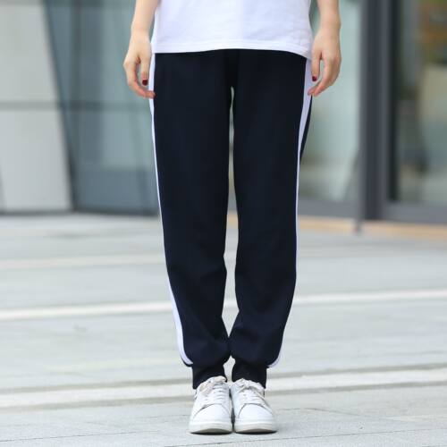 校服裤子一条杠藏青色宽白边束脚一道杠小学初中学生夏季纯棉校裤 - 图0