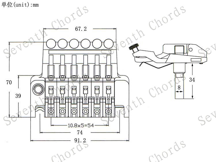 双摇电吉他琴桥 双摇颤音系统颤音器 双摇电吉他拉弦板弦桥 BL-3 - 图3