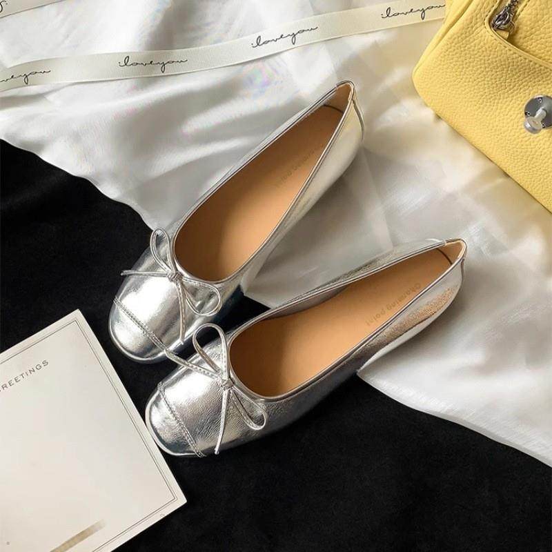 自留版 蝴蝶结黄色单鞋女平底浅口晚晚鞋软底豆豆鞋法式芭蕾鞋,淘宝优惠券,粉丝福利购,淘宝优惠卷