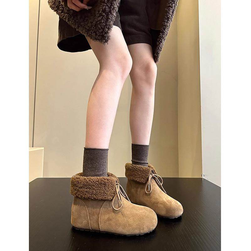 复古风内增高翻边系带雪地靴女2026年新款加绒保暖配裙子两穿棉靴,淘宝优惠券,粉丝福利购,淘宝优惠卷