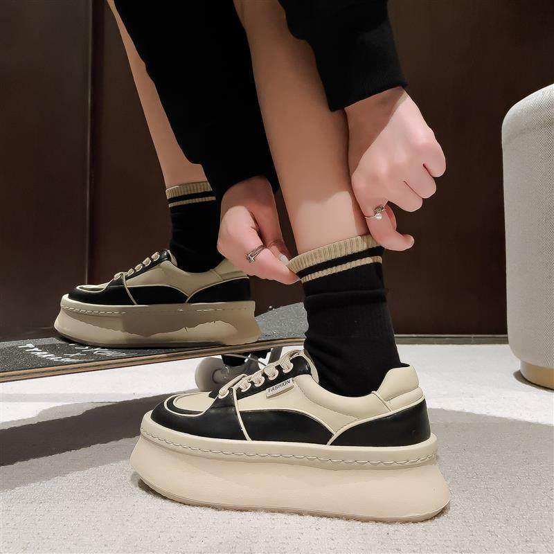 Luji松糕厚底面包板鞋女2026年秋季新款小个子增高休闲百搭小白鞋,淘宝优惠券,粉丝福利购,淘宝优惠卷