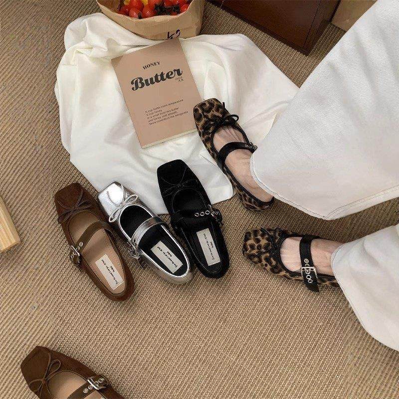 法式方头浅口平底单鞋女2026春秋新款蝴蝶结芭蕾舞鞋软底玛丽珍鞋,淘宝优惠券,粉丝福利购,淘宝优惠卷