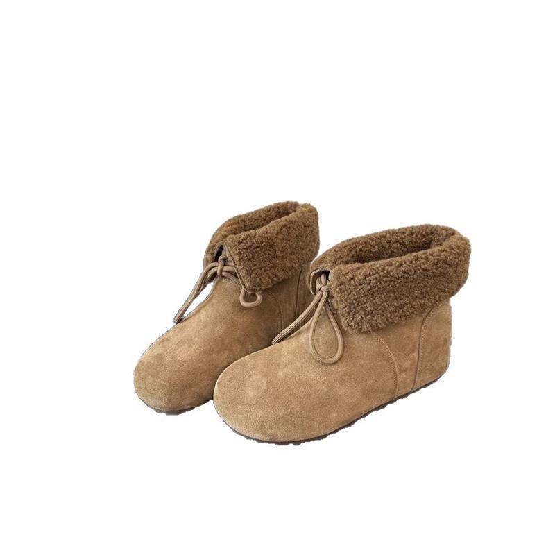 复古风内增高翻边系带雪地靴女2026年新款加绒保暖配裙子两穿棉靴,淘宝优惠券,粉丝福利购,淘宝优惠卷