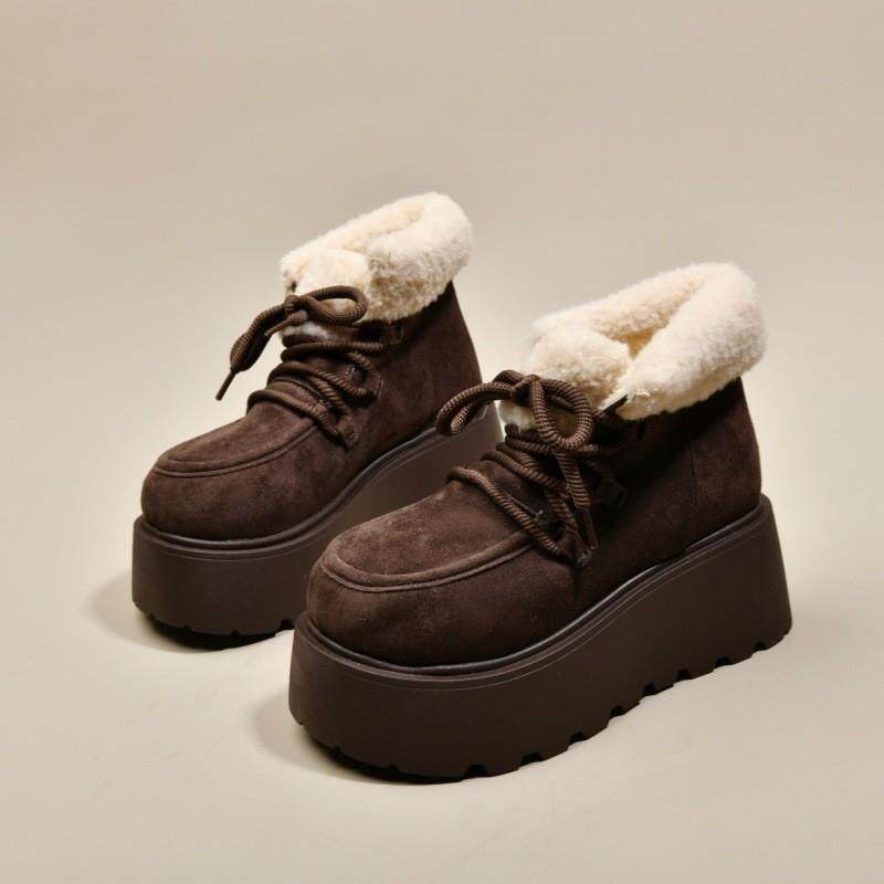 复古磨砂短筒雪地棉靴女2026年秋冬新款加绒保暖毛毛厚底大棉鞋潮,淘宝优惠券,粉丝福利购,淘宝优惠卷