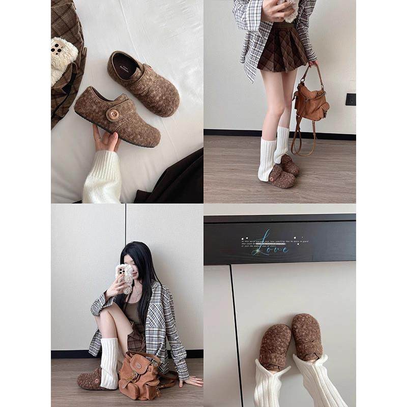 复古魔术贴平底毛毛勃肯鞋女2026年新款加绒保暖一脚蹬豆豆棉鞋,淘宝优惠券,粉丝福利购,淘宝优惠卷