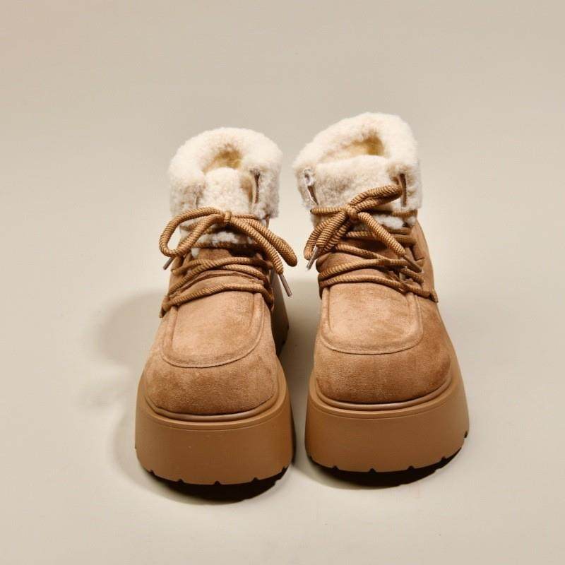 复古磨砂短筒雪地棉靴女2026年秋冬新款加绒保暖毛毛厚底大棉鞋潮,淘宝优惠券,粉丝福利购,淘宝优惠卷