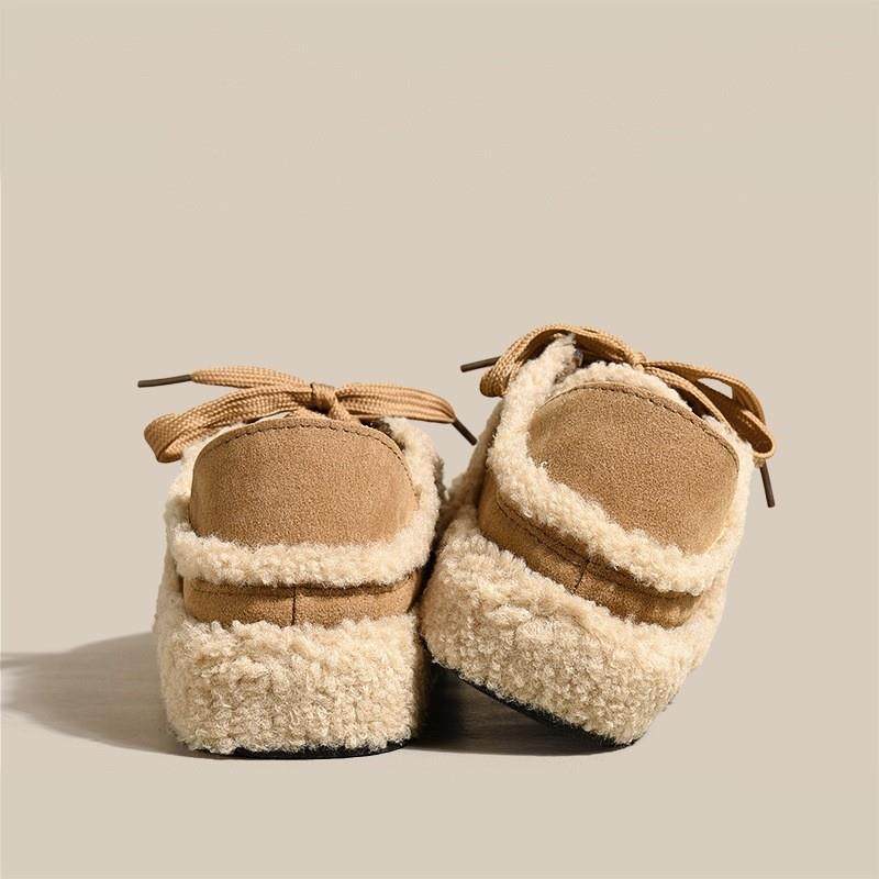 加绒雪地棉毛毛鞋女2026新款秋冬季系带休闲鞋百搭羊羔毛豆豆鞋,淘宝优惠券,粉丝福利购,淘宝优惠卷