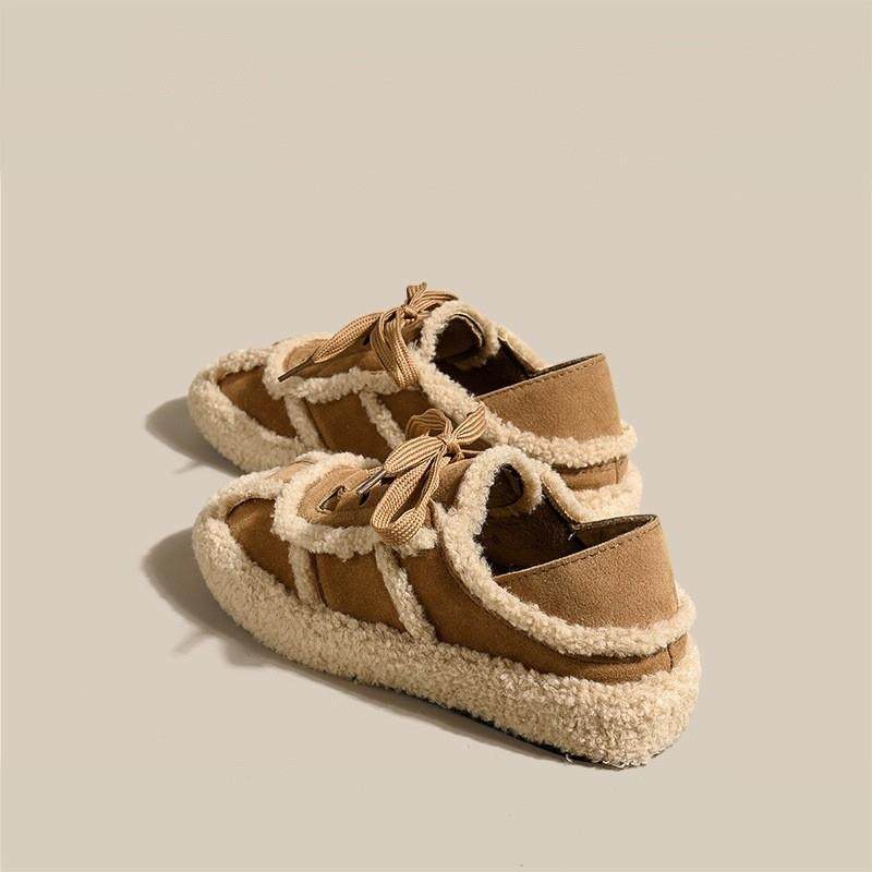 加绒雪地棉毛毛鞋女2026新款秋冬季系带休闲鞋百搭羊羔毛豆豆鞋,淘宝优惠券,粉丝福利购,淘宝优惠卷