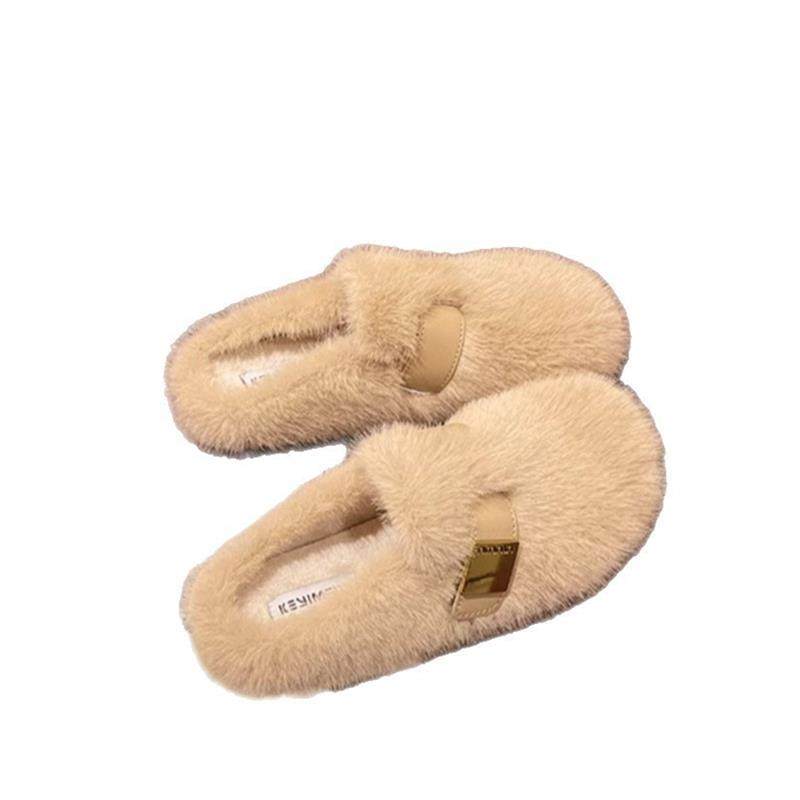 勃肯鞋加绒女秋冬季新款毛毛拖鞋一脚蹬新款保暖百搭平底包头半拖,淘宝优惠券,粉丝福利购,淘宝优惠卷