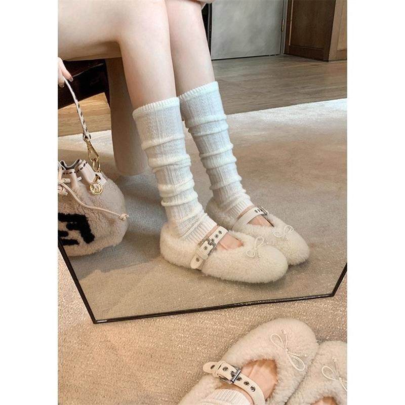 甜心少女~蝴蝶结平底玛丽珍毛毛单鞋女2026年新款舒适保暖芭蕾鞋,淘宝优惠券,粉丝福利购,淘宝优惠卷