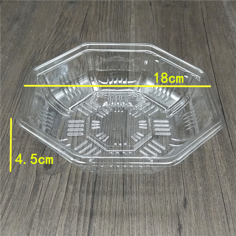 200只一次性透明塑料糕点水果盒果蔬盒八角盒托盘果切盒限区包邮 - 图1