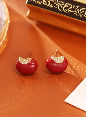 网红爆款相思豆吊坠项链高级感时尚简约气质锁骨链女浪漫流行耳钉