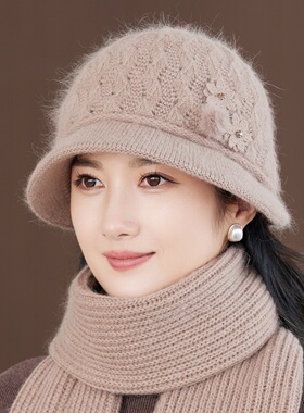 秋冬中老年女加绒保暖盆帽