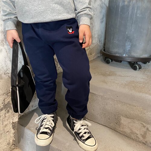 儿童纯棉运动裤 毛圈长裤 男童女童纯色刺绣小熊运动裤春秋款百搭 - 图2