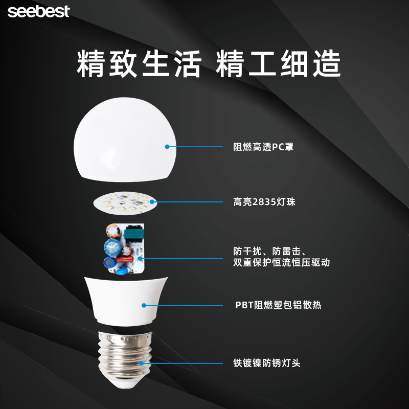 视贝官方正品led灯泡高亮球泡灯室内客厅节能灯照明灯e27螺旋螺口 - 图0